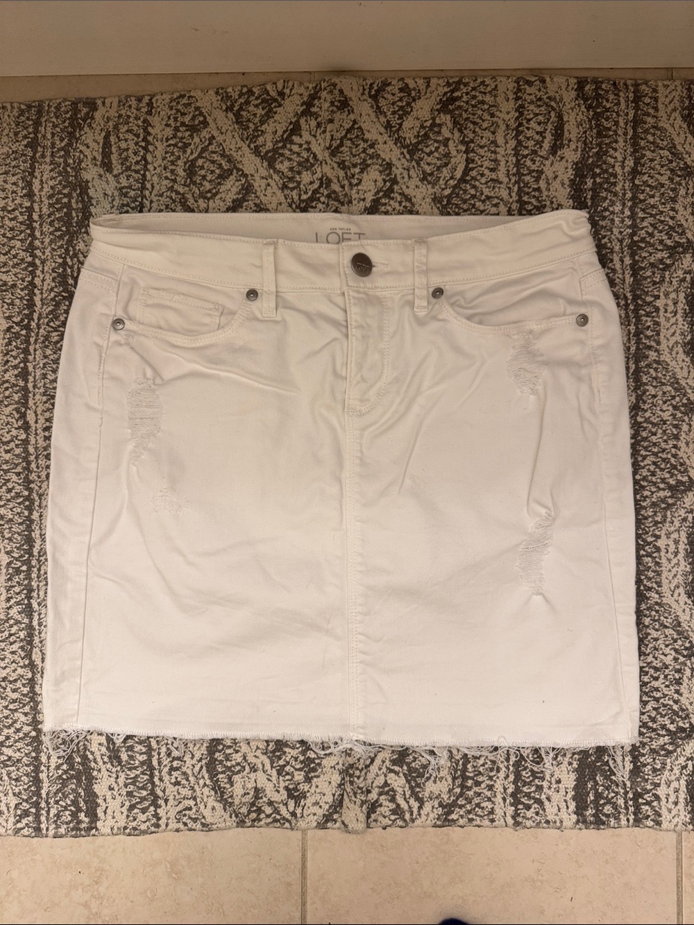 LOFT Women’s White Denim Mini Skirt